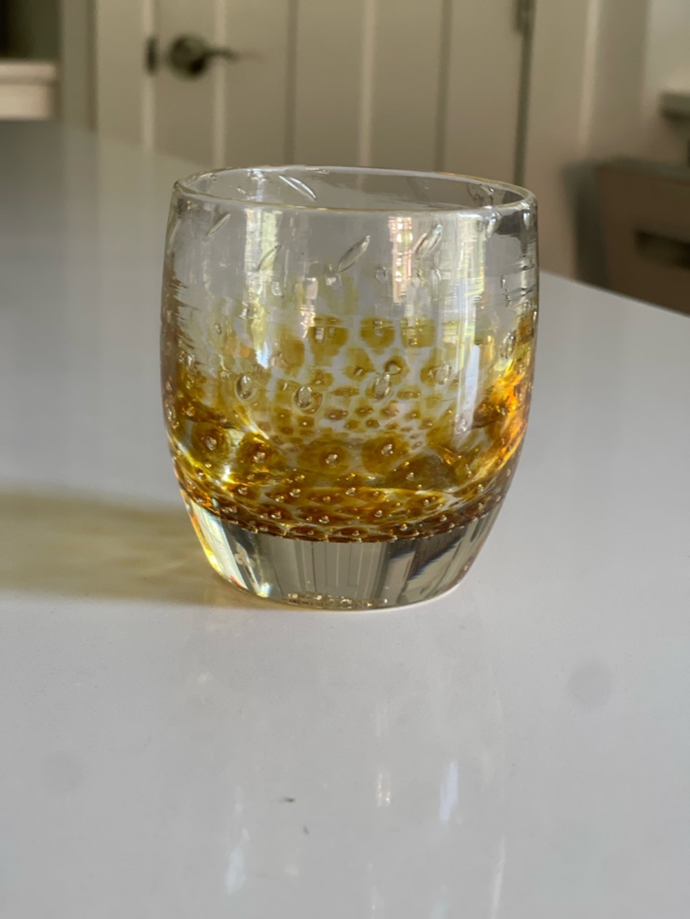Glassybaby “tiara” pretty golden bubble baby